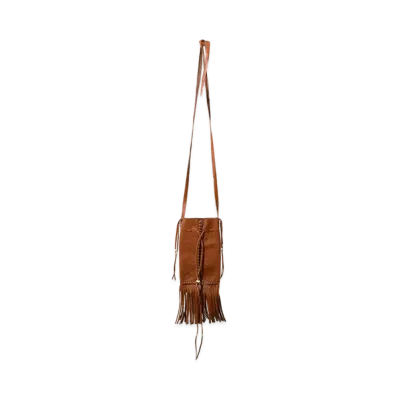 Needles x AMARILLO Fringed Neck Pouch - Deerskin "Brown/White"
