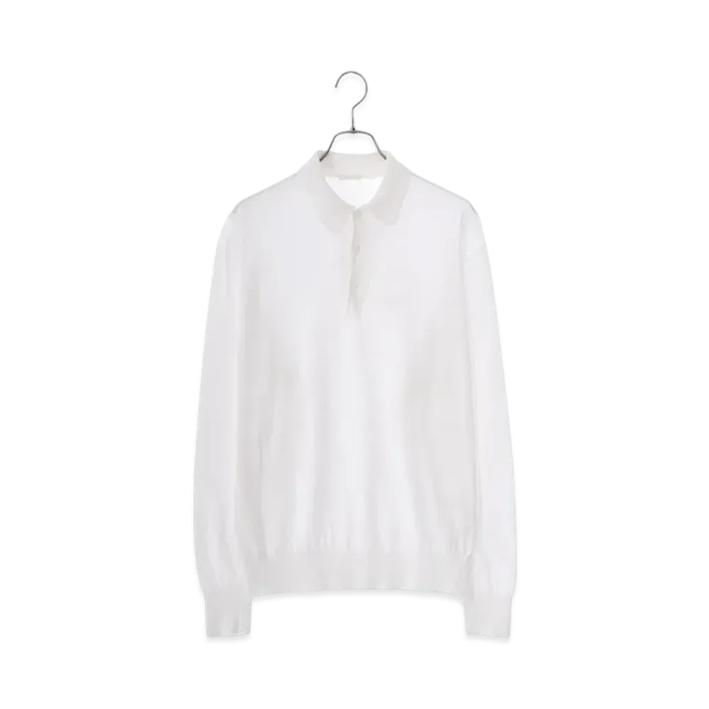 COMOLI Womens Cotton Knit Polo "White"