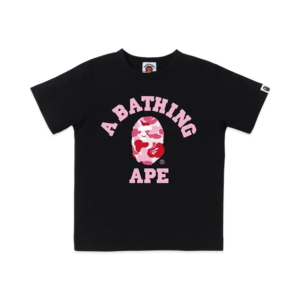 A BATHING APE ABC Camo College Tee Kids "Black/Pink"