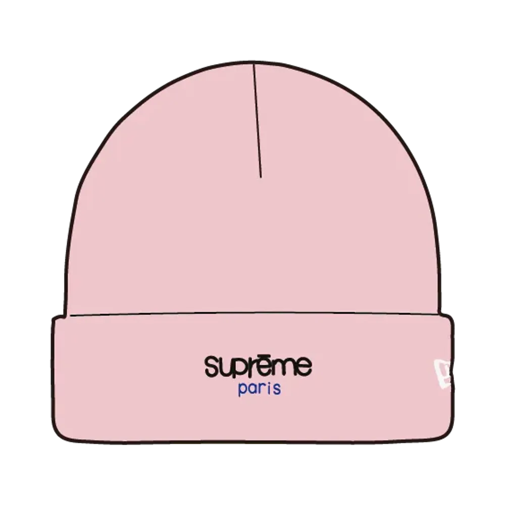 Supreme x New Era Classic Logo Shop Beanie (paris) "Light Pink"