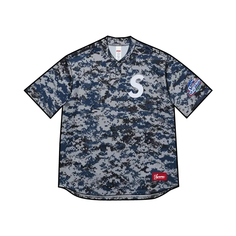 Supreme S Logo Baseball Henley "Digi Camo"