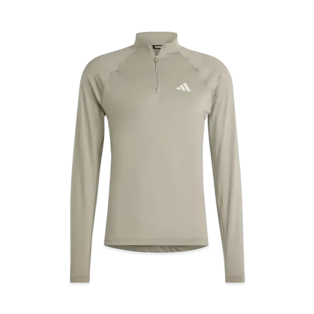 adidas Gym+ Training 1/4 Zip Long Sleeve T-Shirt "Silver Pebble"