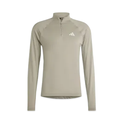 adidas Gym+ Training 1/4 Zip Long Sleeve T-Shirt "Silver Pebble"