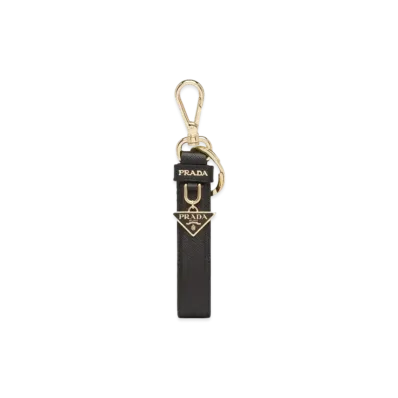 PRADA Saffiano Leather Keychain "Black"