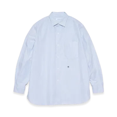 nanamica Regular Collar Stripe Wind Shirt "Sax"