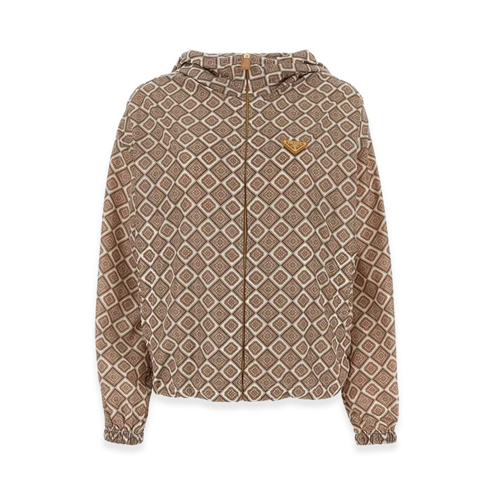 PRADA Women's Printed Nylon Windbreaker "Beige"
