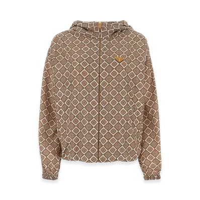 PRADA Women's Printed Nylon Windbreaker "Beige"