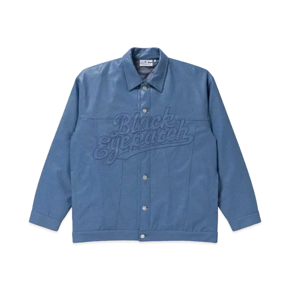 Blackeyepatch Script Faux Leather Jacket "Blue"
