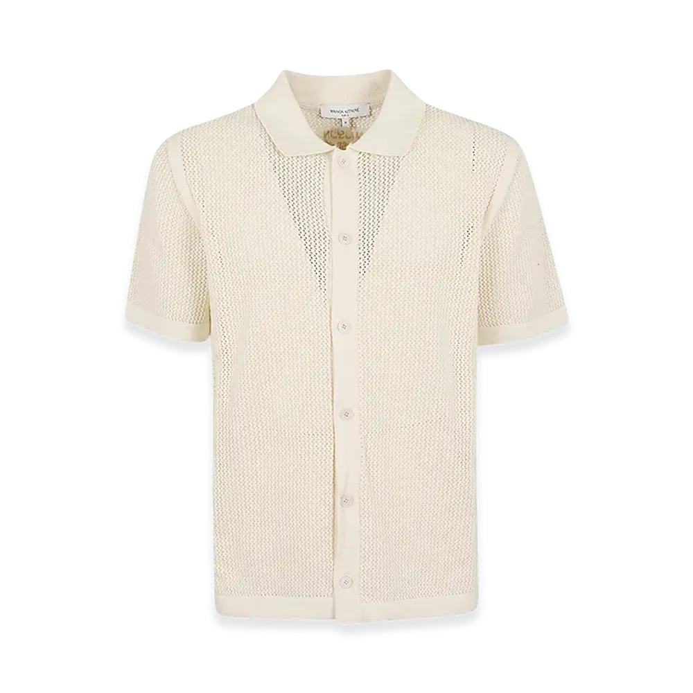 Maison Kitsune Open Knit Short Sleeve Cardigan "Pure"