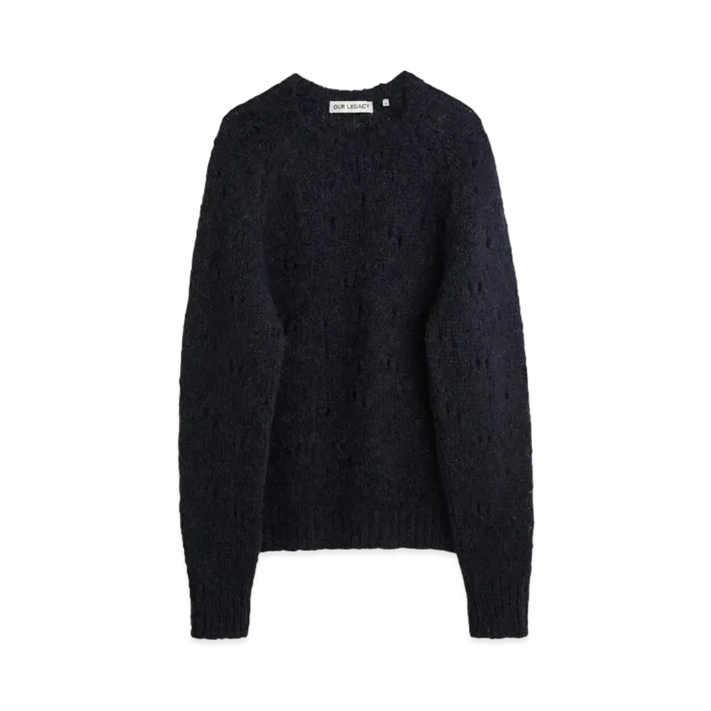 OUR LEGACY Needle Drop Raglan Fuzzy Mohpaca "Navy"