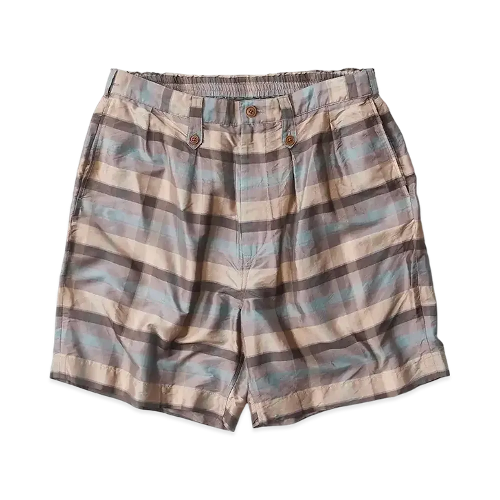 NICENESS Burnel Silk Check Gurkha Shorts "Blue"