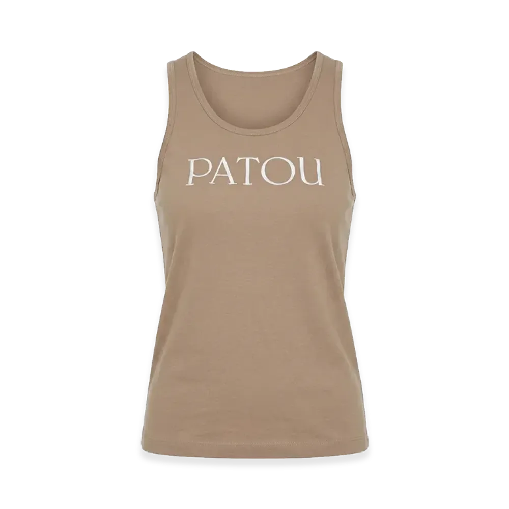 PATOU Women's Logo Print Tank Top "Dune"