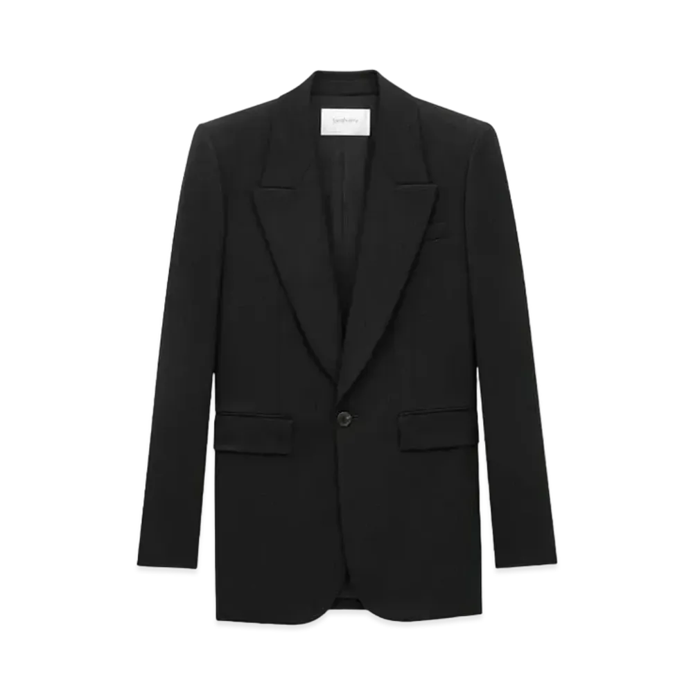 Saint Laurent Women's Jacket in Grain de Poudre "Black"