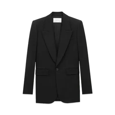 Saint Laurent Women's Jacket in Grain de Poudre "Black"