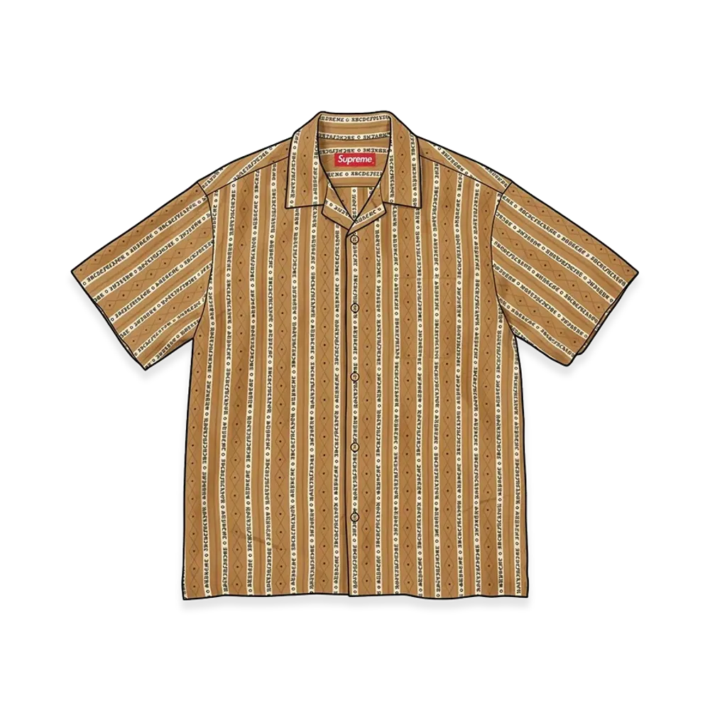 Supreme Old English Stripe Silk S/S Shirt "Gold"