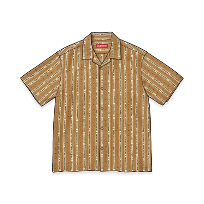 Supreme Old English Stripe Silk S/S Shirt "Gold"