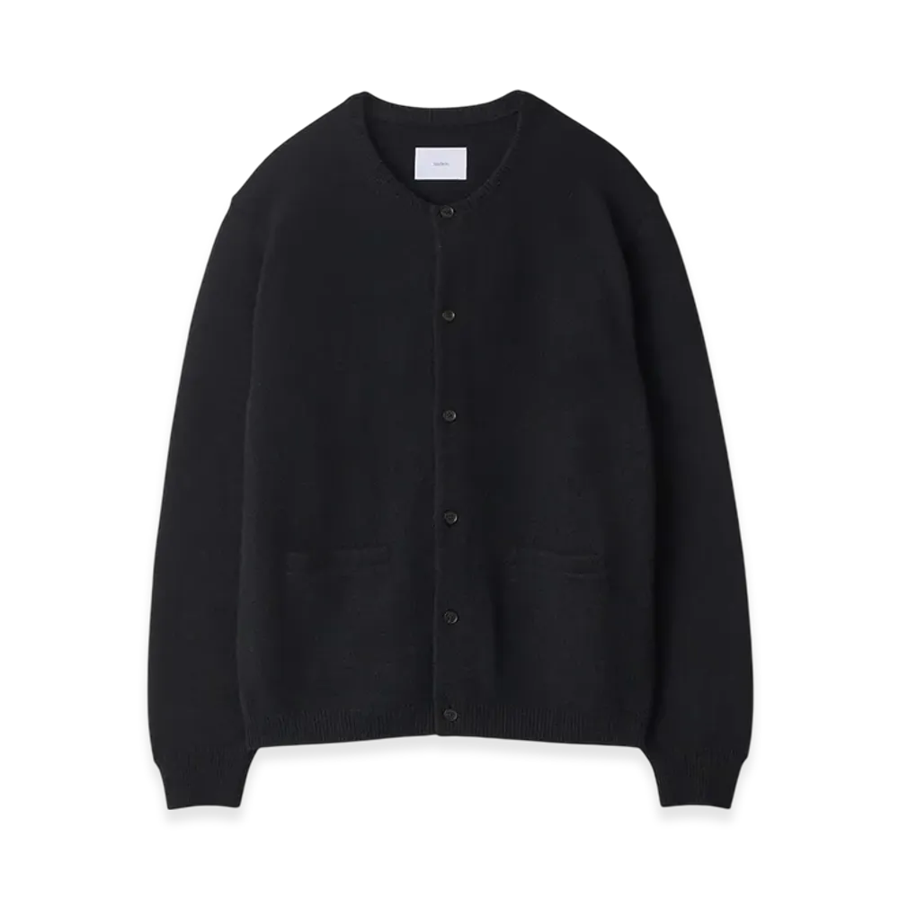 ssstein Extra Fine Wool Knit Crew Neck Cardigan "Black"