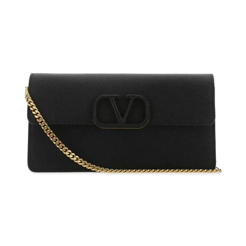 Valentino Women's Leather Vlogo Clutch "Black"