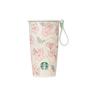 STARBUCKS SAKURA 2024 Strap Cup Shape Stainless Steel Bottle 355ml "Beige"