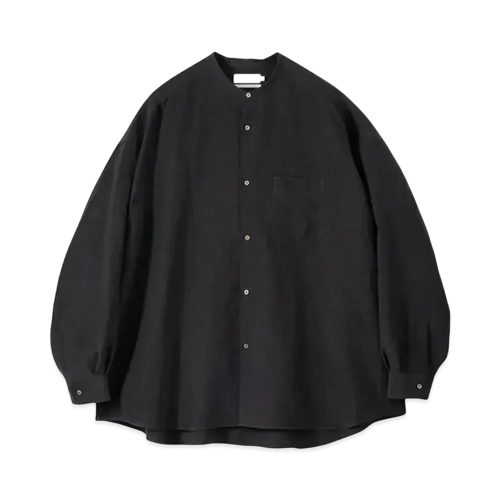 Graphpaper Linen Cupro L/S Oversized Band Collar Shirt "Black"