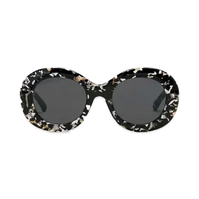 AMI PARIS Lunettes De Soleil Rondes Ami De Coeur "Black/White"