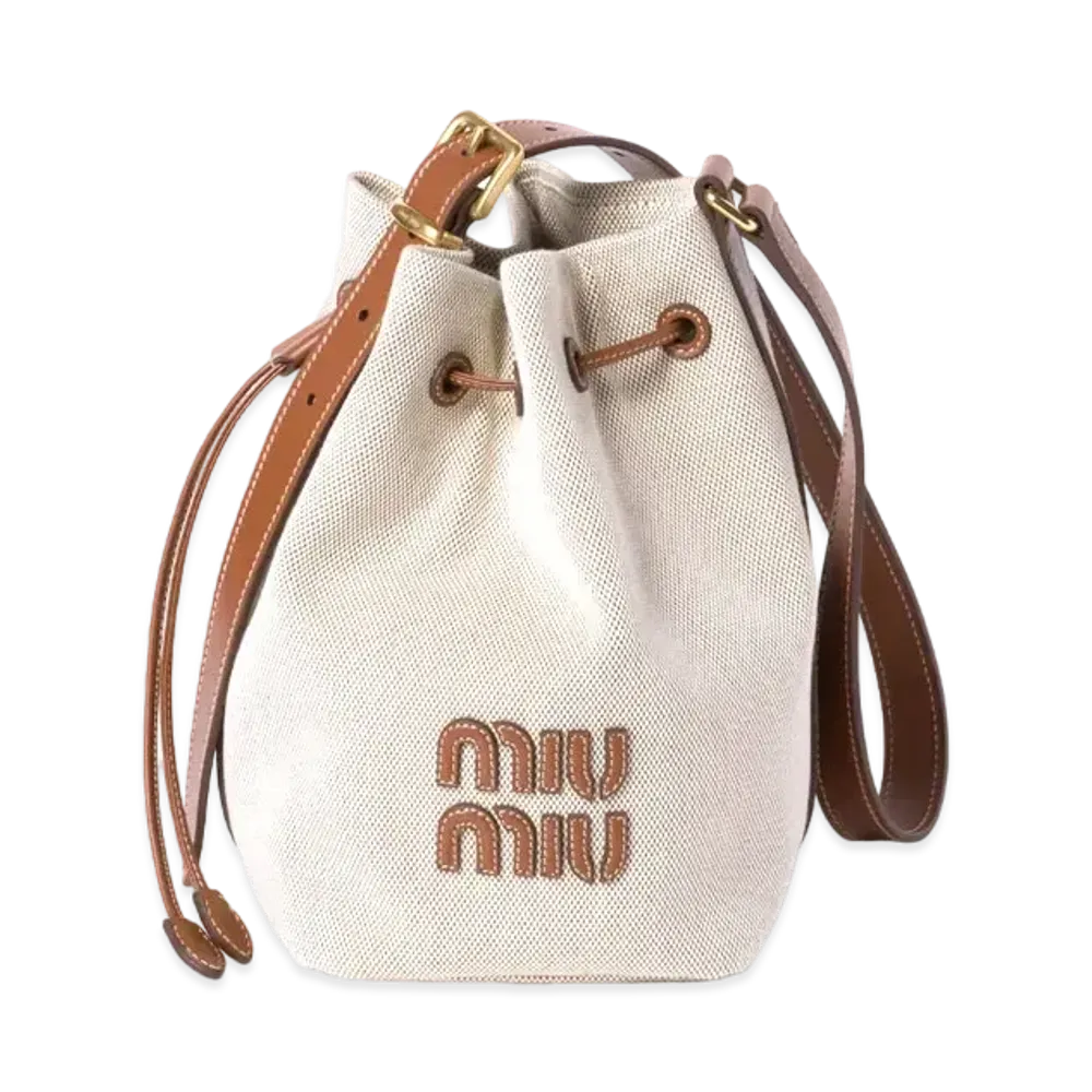 MIUMIU Canvas and Leather Bucketbag "Natural"