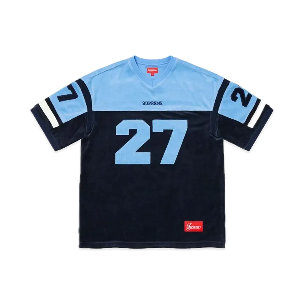 Supreme Velour Football Jersey "Navy"