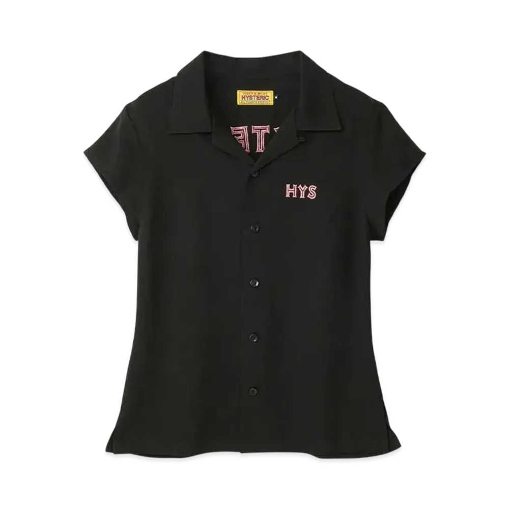 HYSTERIC GLAMOUR Spook Show Embroidery Bowling Shirt "Black"