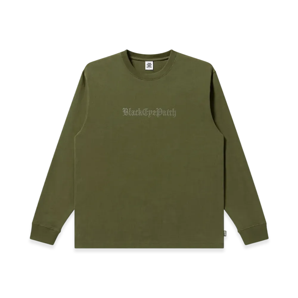 BlackEyePatch Rhinestoned OE Logo L/S Tee "Olive"
