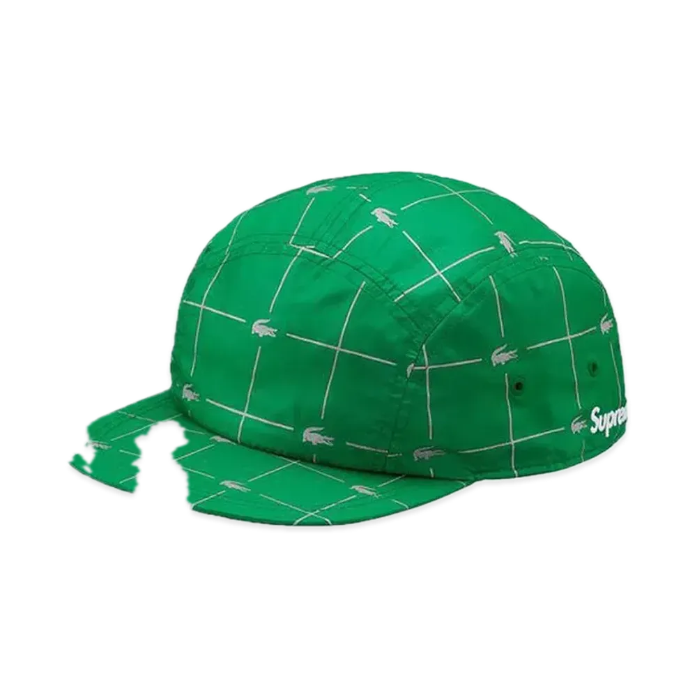 Supreme x LACOSTE Reflective Grid Nylon Camp Cap "Green"