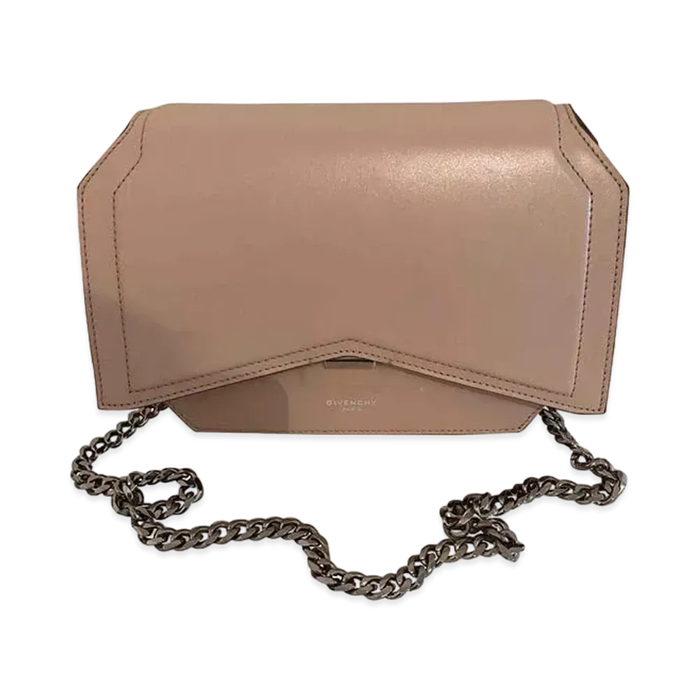 GIVENCHY Bowcut Leather Chain Shoulder Bag "Beige"