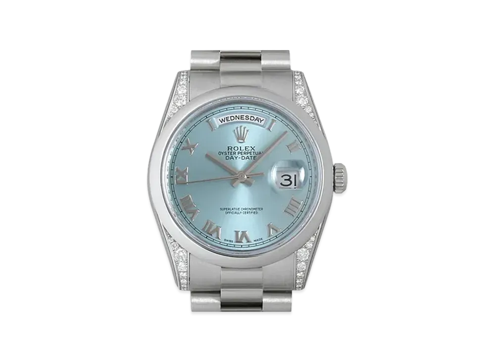 ROLEX Day-Date 36mm Oyster Perpetual Lugs Diamond "Ice Blue" 118296