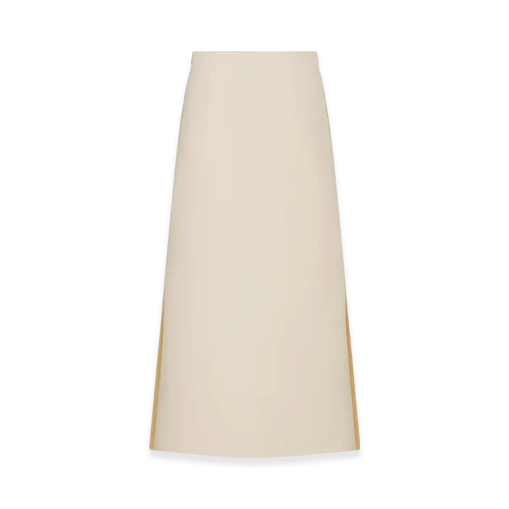 Dior Women's Mid-Length Straight-Cut Skirt Wool Silk "Ecru"