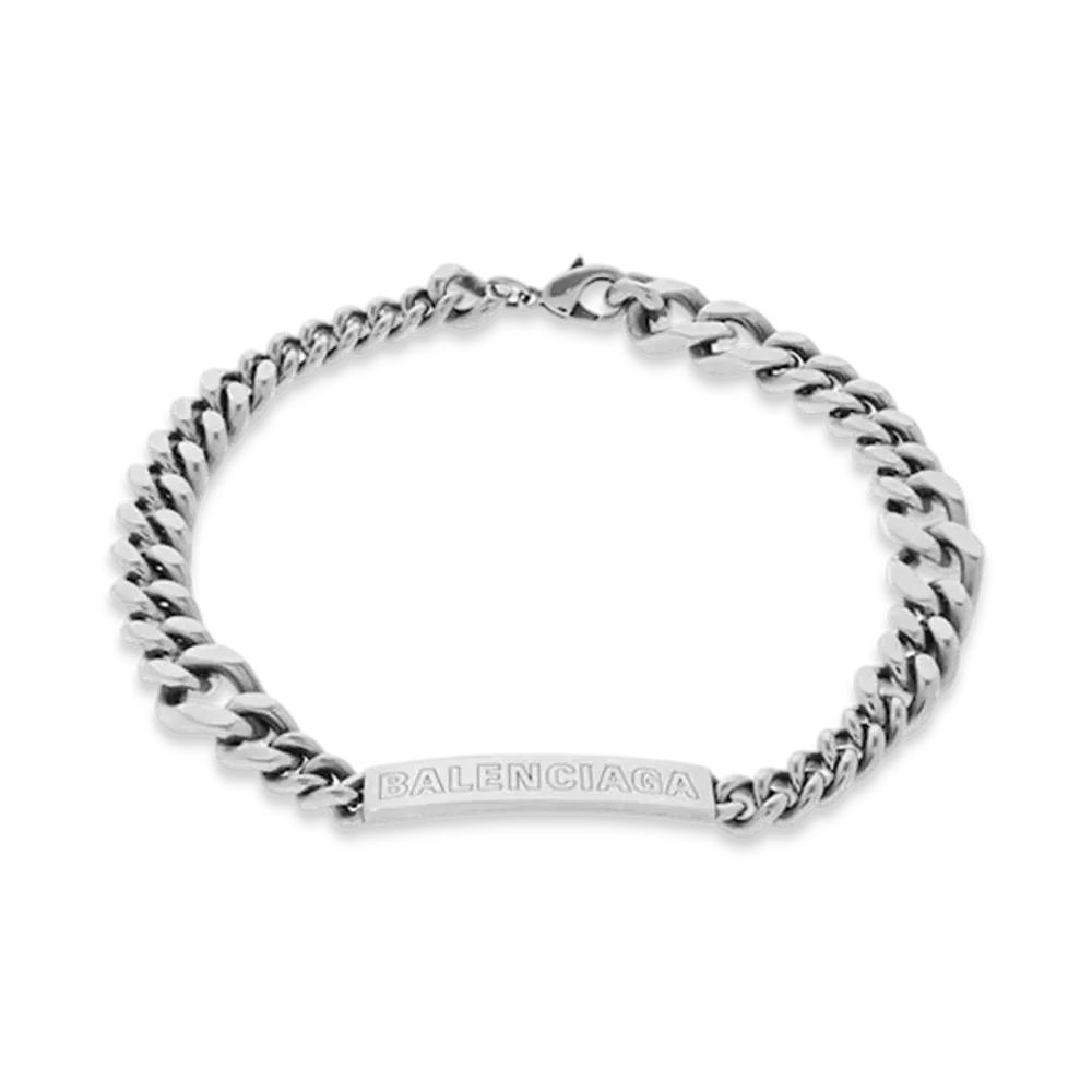 BALENCIAGA Plate Twist Necklace "Silver"