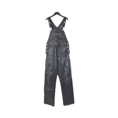 Chrome Hearts Fuck You Cross Ball Button Leather Overalls "Black"