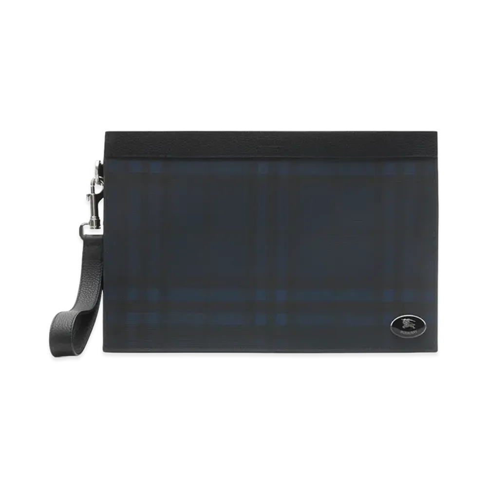 Burberry Check Zip Pouch "Navy"