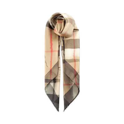 Burberry Check Silk Scarf With A Watercolor Effect "Printed"