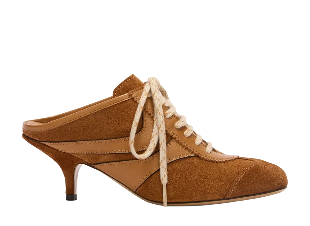 DRIES VAN NOTEN Women's Heeled Suede Sneakers "Tan"