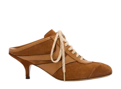 DRIES VAN NOTEN Women's Heeled Suede Sneakers "Tan"