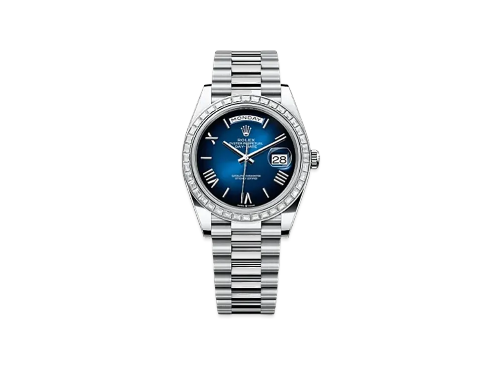 ROLEX Day-Date 40mm Platinum Diamond 228396TBR "Blue Ombre"
