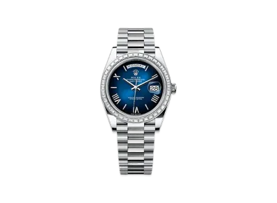 ROLEX Day-Date 40mm Platinum Diamond 228396TBR "Blue Ombre"