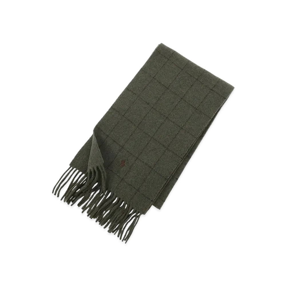 Polo Ralph Lauren Reversible Windowpane Scarf "Loden/Brown"