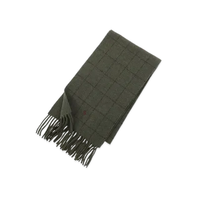 Polo Ralph Lauren Reversible Windowpane Scarf "Loden/Brown"