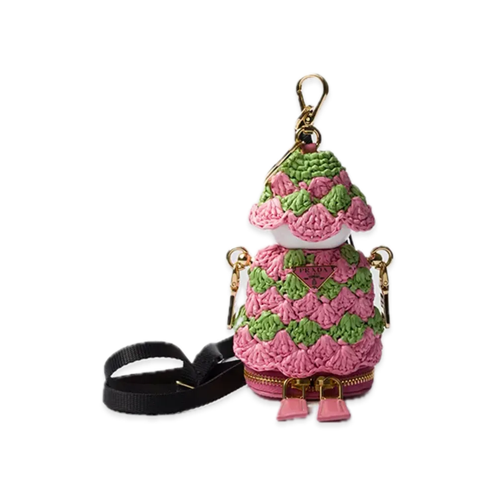 PRADA Soft Robot Crochet Bag Pendant "Pink/Light green"