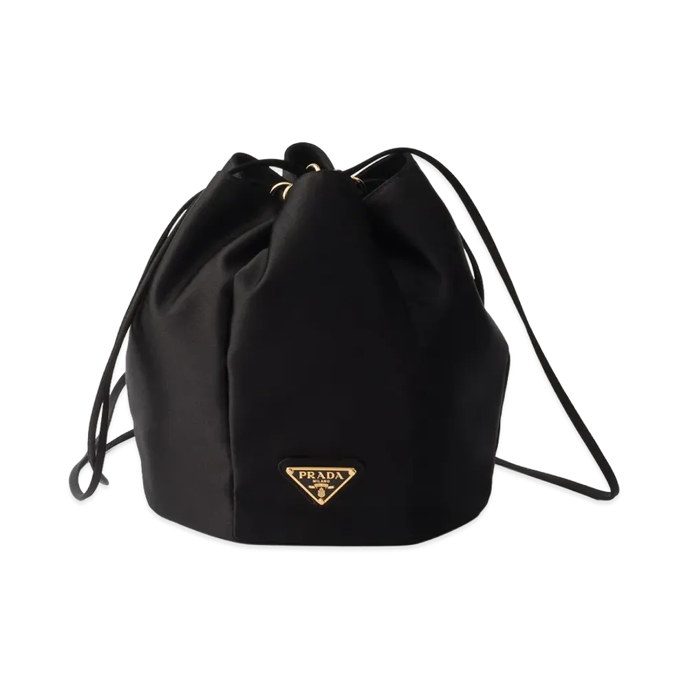 PRADA Satin Mini Bucket Bag "Black"