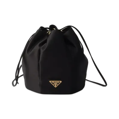PRADA Satin Mini Bucket Bag "Black"