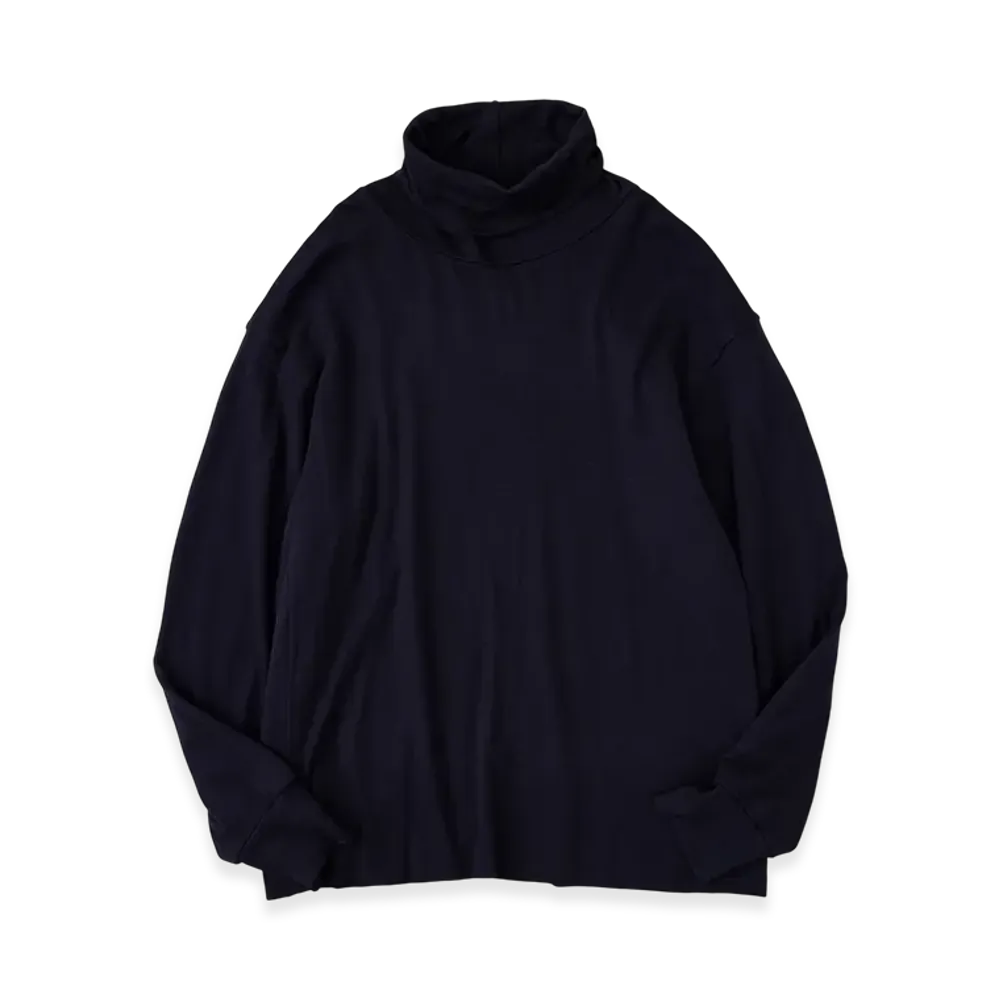 NICENESS Buckley Cotton Cashmere Loose Mock Neck L/S Tee "Navy"