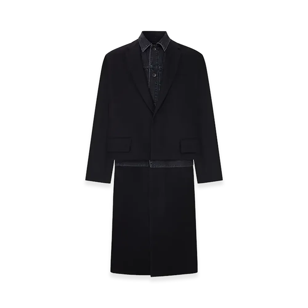 sacai Panelled Coat with Denim Insert "Black"