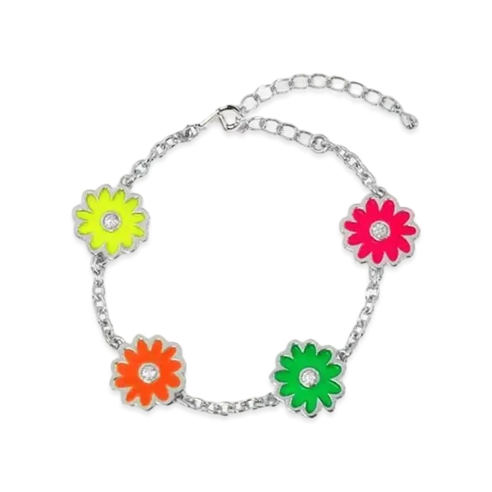 STUDIO SEVEN Multi Color Flower Bracelet "SILVER"