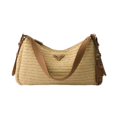 PRADA Aimee Large Crochet and Leather Bag "Natural"